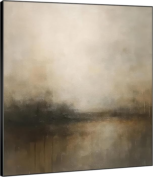 SIGNWIN 72"x72" Extra Large Framed Wall Art Abstract Neutral Landscape in Beige and Brown Tones I... | Amazon (US)