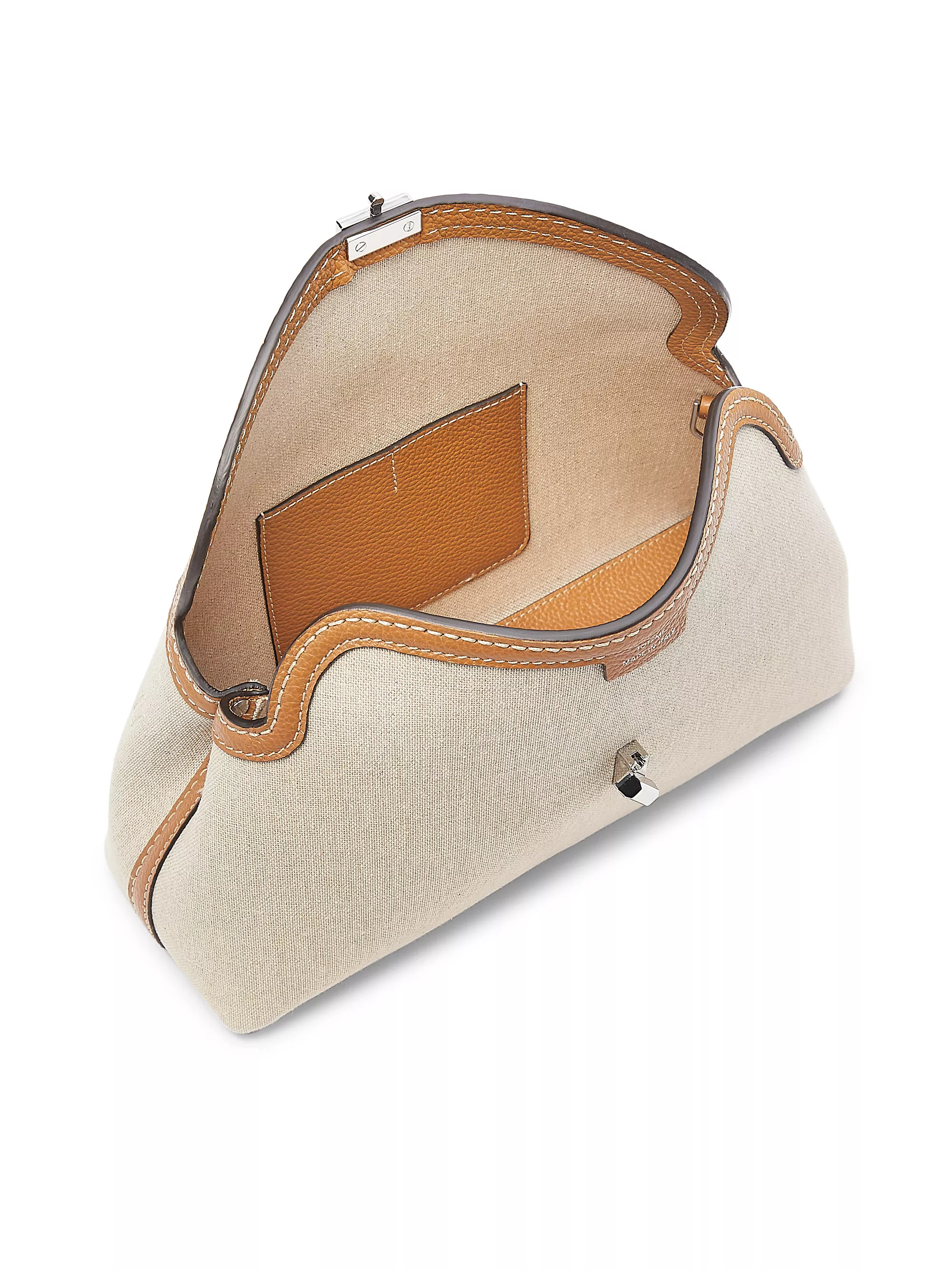 TotemeT-Lock Canvas & Leather Clutch | Saks Fifth Avenue