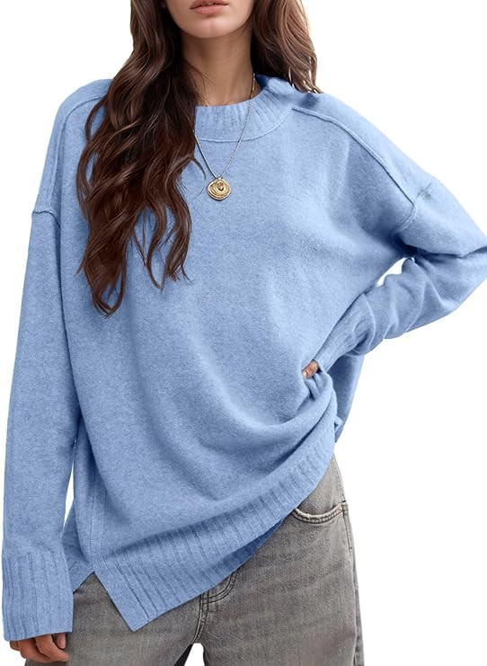 UNCLECAT Women's Oversized Sweaters 2025 Fall Fashion Pullover Crewneck Tops Trendy Side Slit Loo... | Amazon (US)