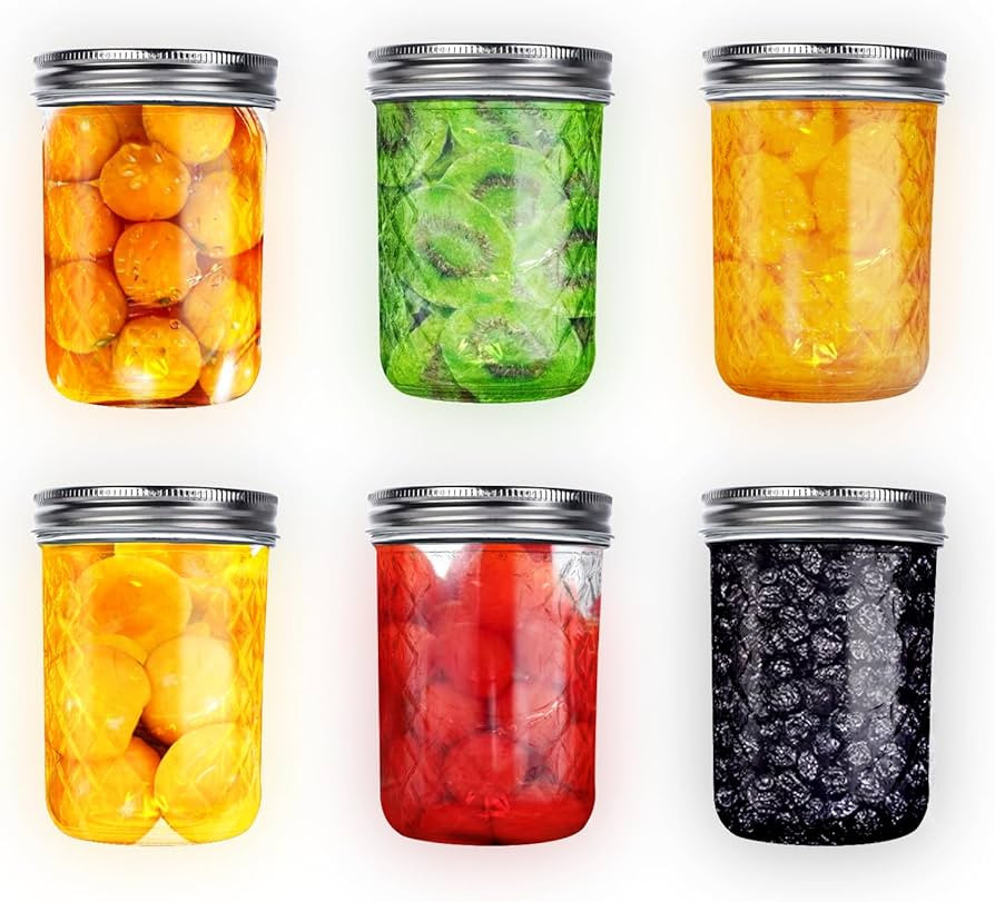 8 oz Mason Jars,6 Pack Regular Mouth Glass Jars With Lid Salad Jars 8 oz Canning Jars for Picklin... | Amazon (US)