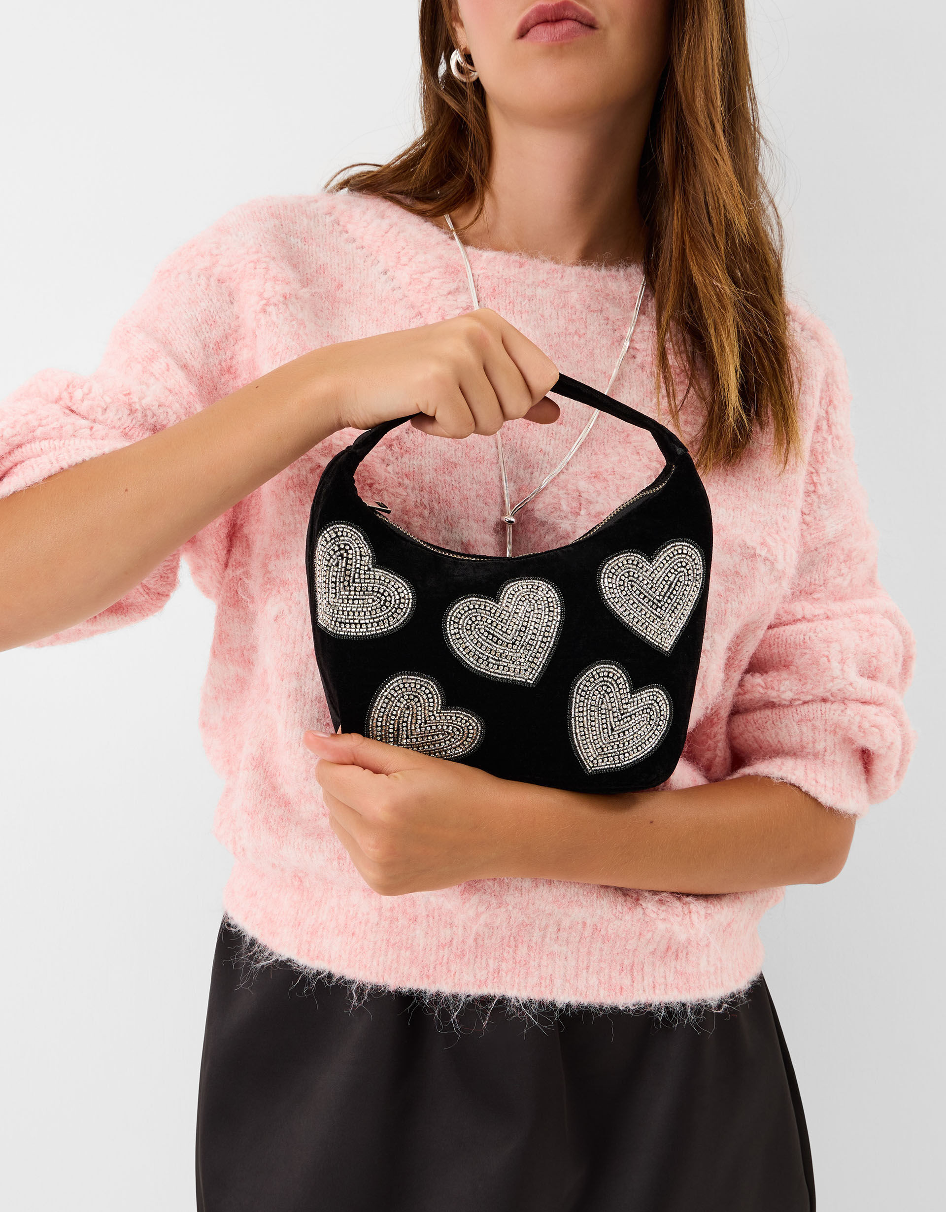 Heart Embellished Velvet Handbag | Accessorize (Global)