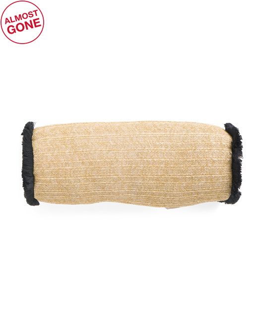 7x20 Outdoor Frayed Trim Bolster Pillow | TJ Maxx