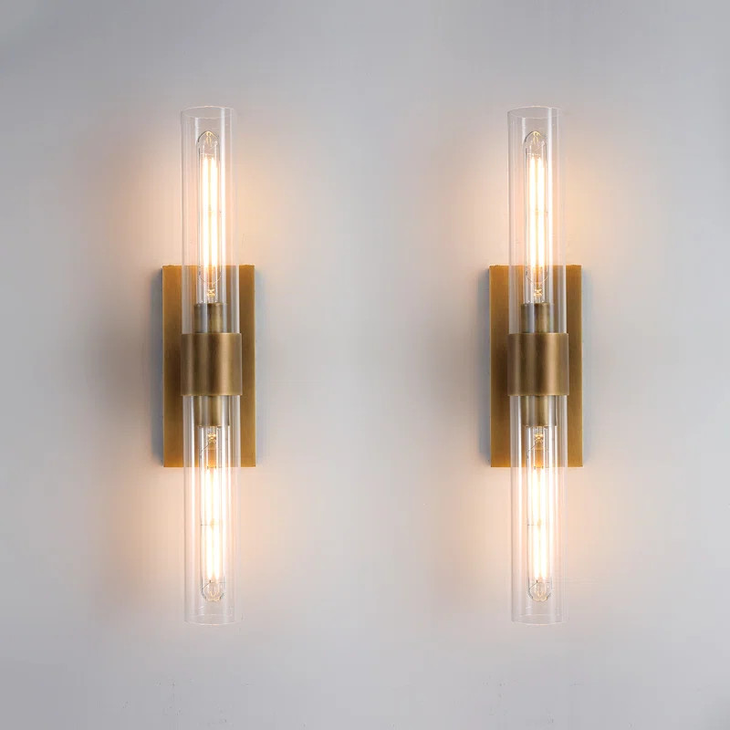 Zolee Luxury Brass Glass Wall Sconces ，Brass Wall Lights for Bathroom Vanity(Including Bulb) | Wayfair North America