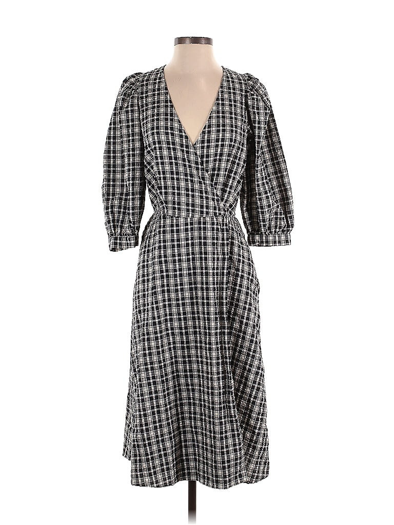 A New Day Casual Dress - Midi: Gray Plaid Dresses - Used - Size X-Small | ThredUp