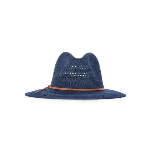 Time and Tru Women's Knit Panama Hat, Navy | Walmart (US)