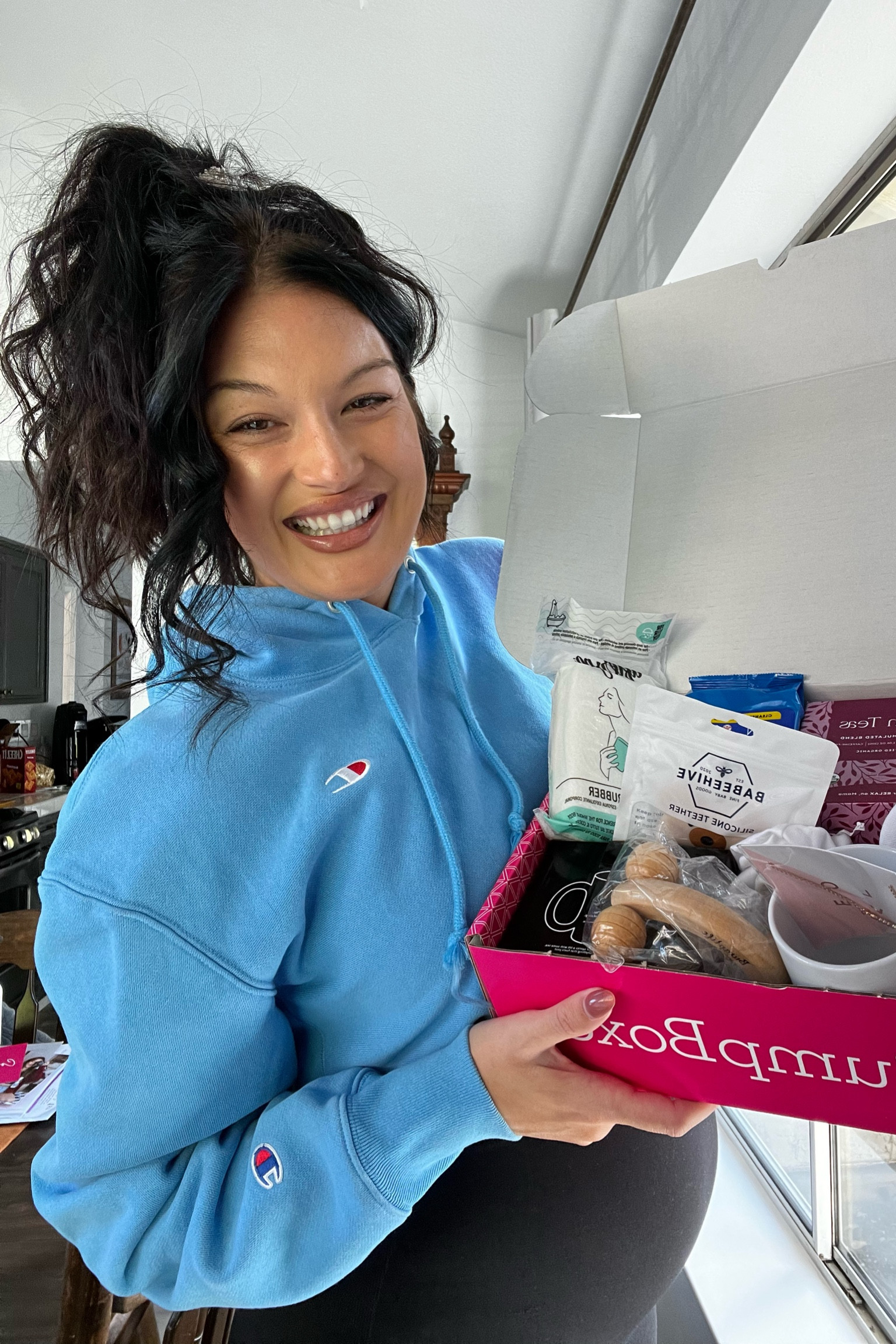 Champion Crop Hoodie! Fits a little oversized and super cute with a bump and over the belly leggings 💕

They don’t have the exact color anymore :( but so many cute basic colors (the black goes with everything) & a pretty green!! 

SIZE: MEDIUM

#LTKfindsunder100