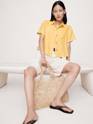 Boxy Linen Short-Sleeve Shirt | Banana Republic (US)