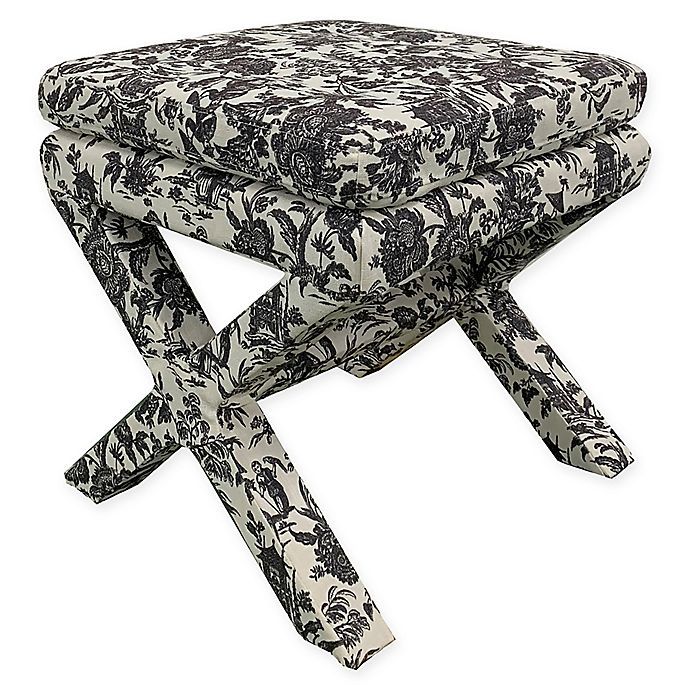One Kings Lane Open House™ Valerie Pillow-Top Ottoman in Onyx Toile | Bed Bath & Beyond | Bed Bath & Beyond