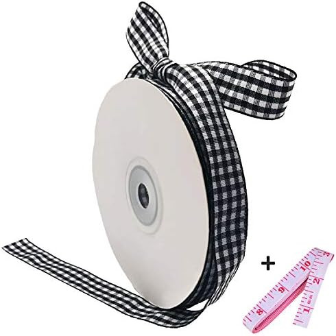 Black and White Gingham Ribbon, 5/8" x 25Yd Roll Picnic Craft Ribbon Buffalo Ribbons for Crafts H... | Amazon (US)