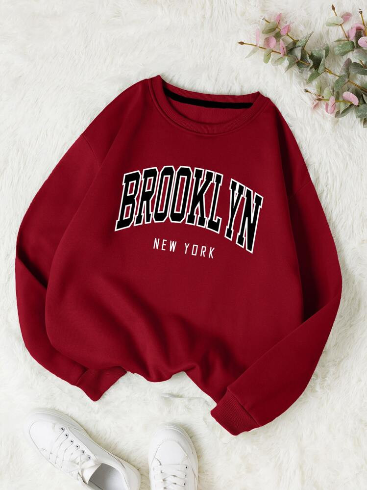 INAWLY Letter Graphic Thermal Lined Sweatshirt,Long Sleeve Tops Graduation,Back To School Outfits... | SHEIN