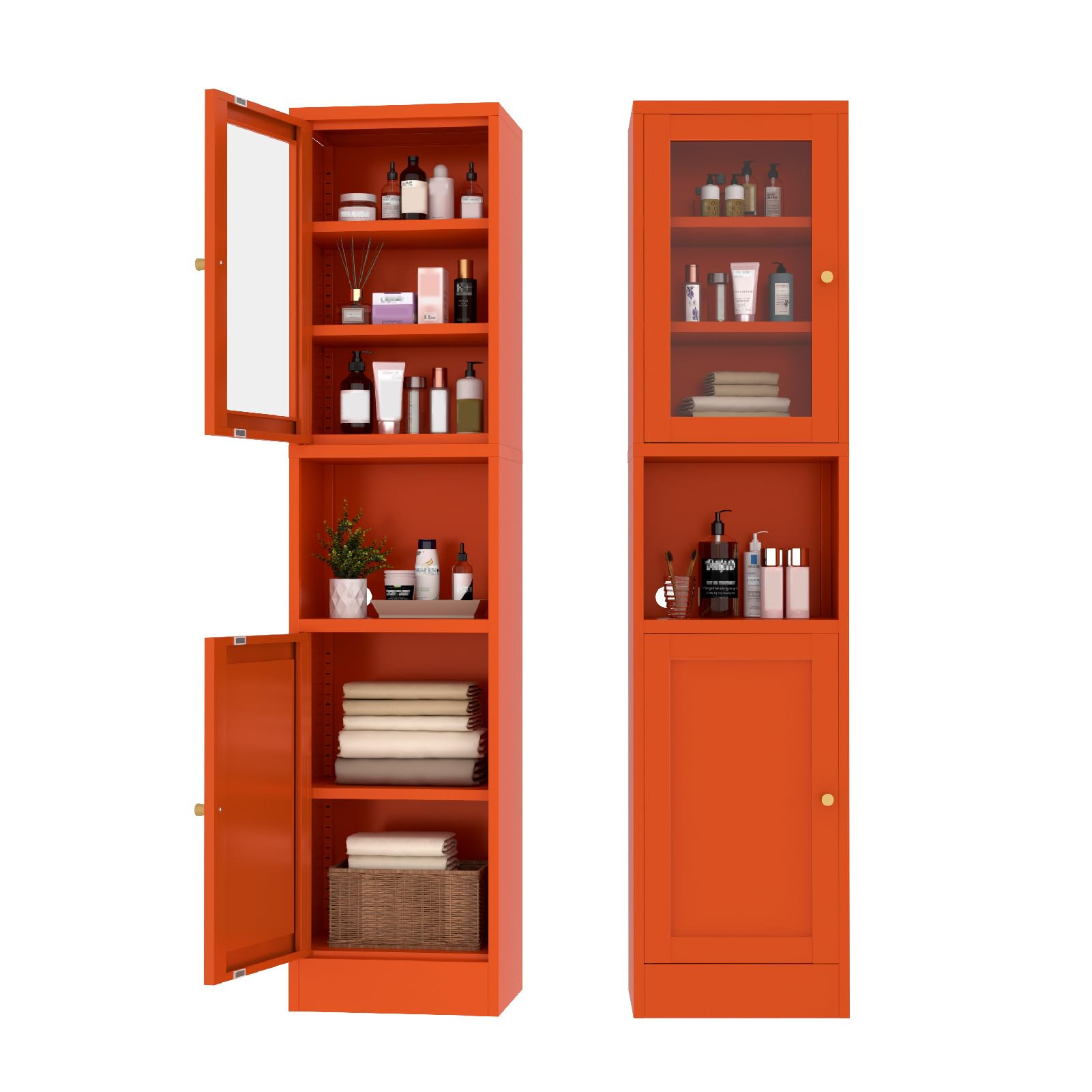 Metal Bathroom Storage Cabinet, 67" Tall Narrow Freestanding Floor Cabinet with Adjustable Shelve... | Amazon (US)