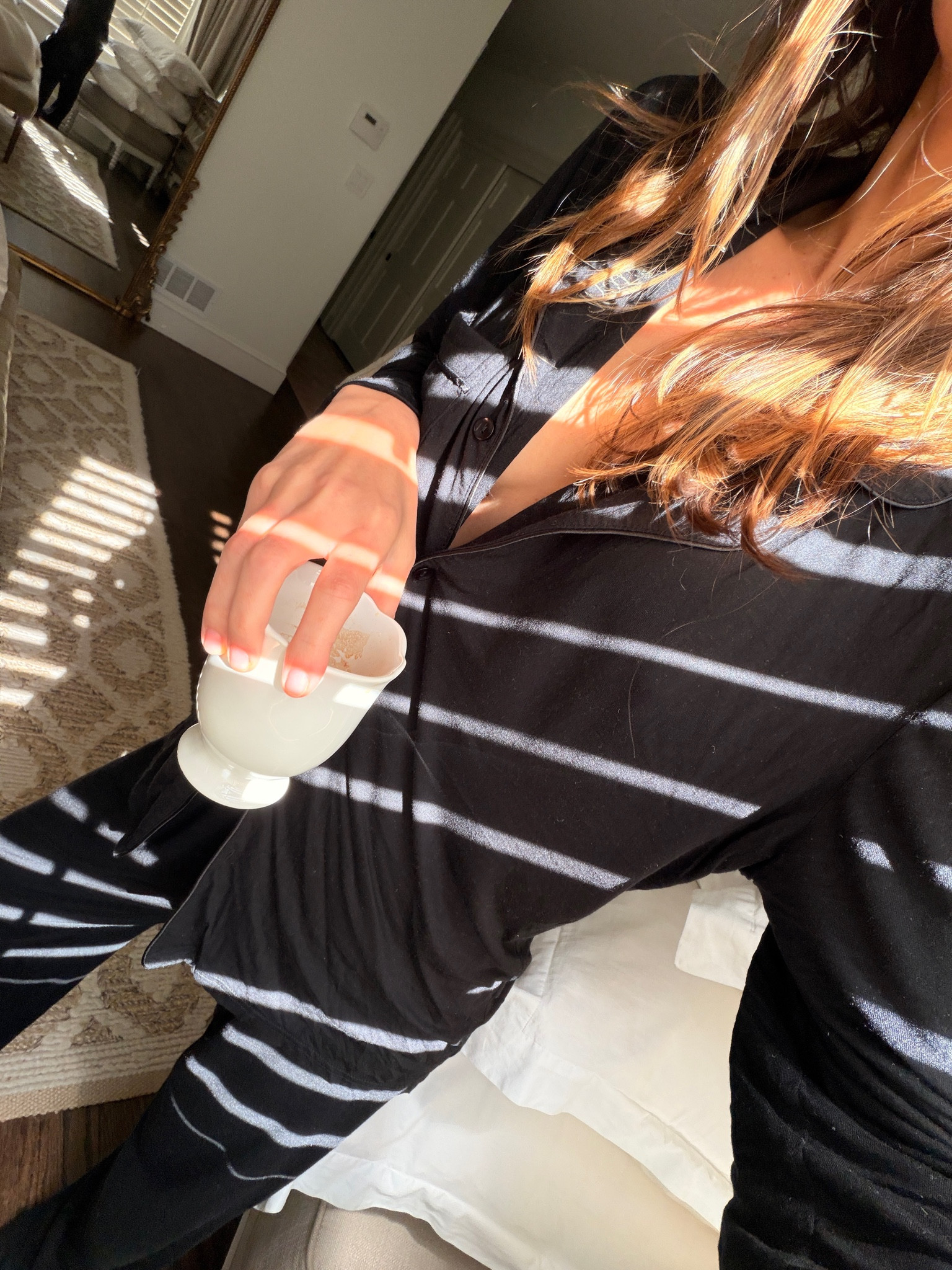 Love these pajamas - they have my name on the collar 🫶🏼

Wearing a small - 