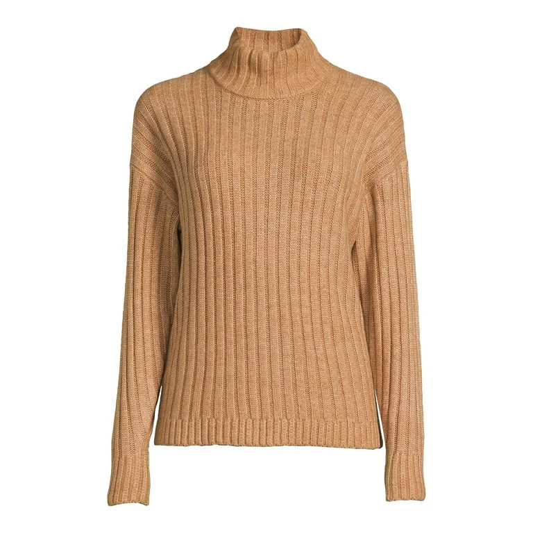 Time and Tru Women's Mock Neck Rib Knit Sweater, Midweight, Sizes XS-XXXL | Walmart (US)