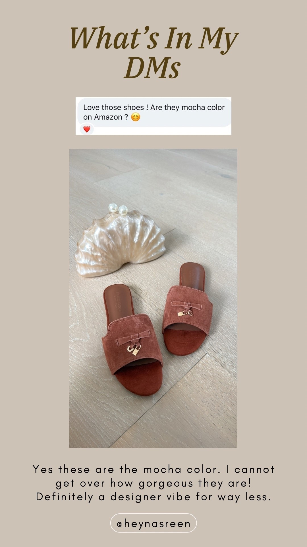 The color mocha in these sandals and champagne in bag
