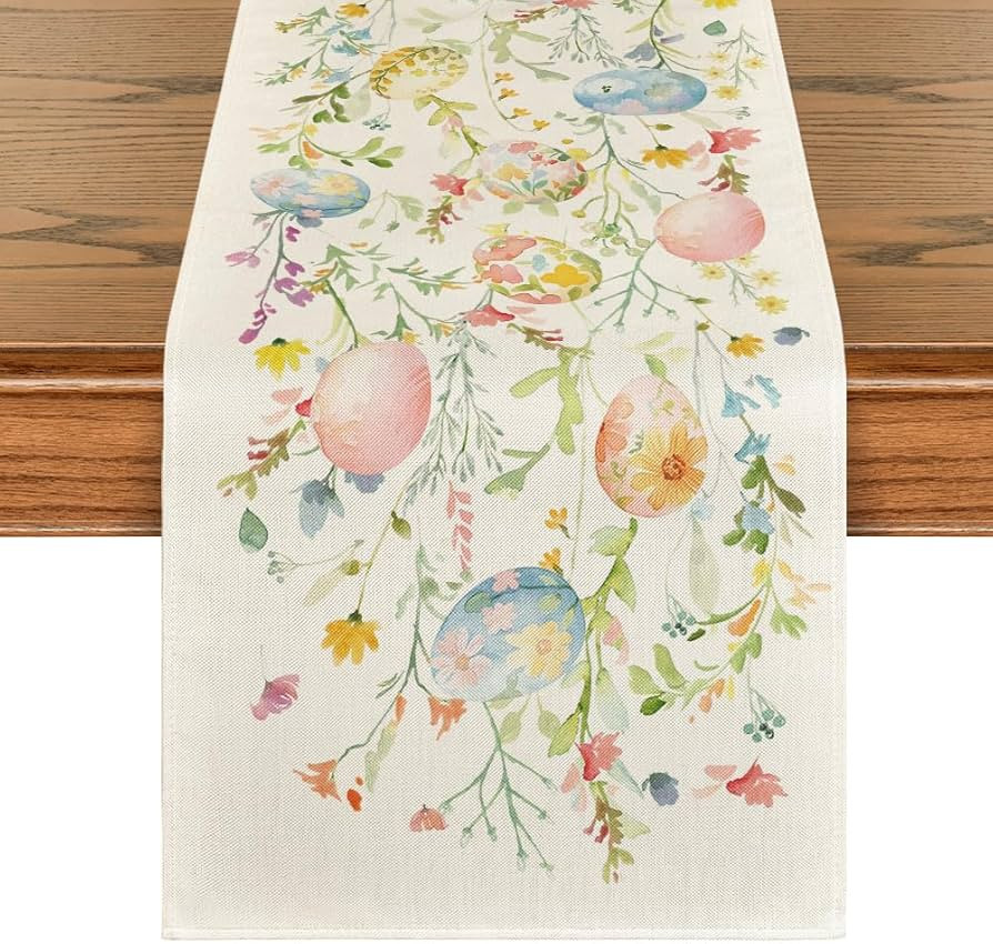 Artoid Mode Wild Flowers Eggs Easter Table Runner,Seasonal Spring Floral Kitchen Dining Table Dec... | Amazon (US)