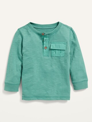 Long-Sleeve Slub-Knit Pocket Henley for Baby | Old Navy (US)