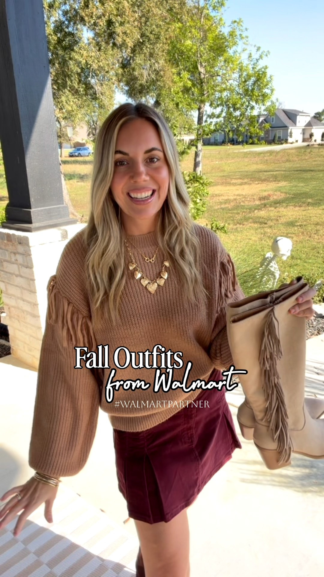 Walmart fashion for Fall! #walmartpartner I’m 5’7 size small and 2/4 depending on the brand. I sized up in the fringe sweater to a medium for a roomier fit. Sized up in the skirts to a medium because they ran small and short. Overall dress is my true size small. Sized up in the bell sleeve horse top to medium(it runs very snug). All of the shoes were TTS. Boots I did my normal 8 and sneakers came in half size so I did. 8.5.  I don’t wear thick socks with my boots but if you do then you may size up! @walmartfashion #walmartfashion

#LTKShoeCrush #LTKFindsUnder50