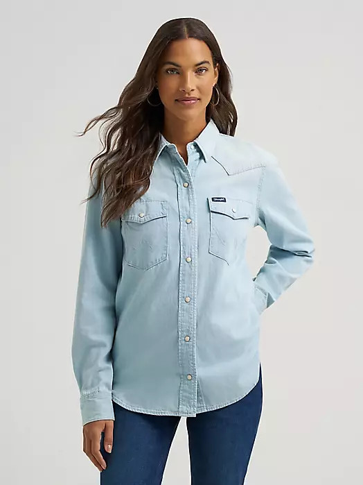 Women's Vintage-Fit Denim Western Snap Shirt | Wrangler