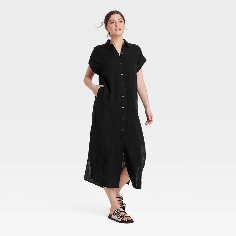 Women's Gauze Button-Front Maxi Shirtdress - Universal Thread™ | Target