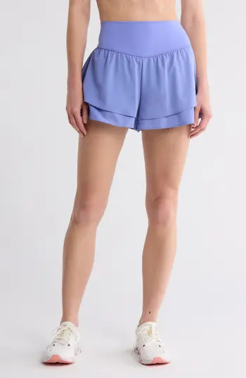 YOGALICIOUS Lightstreme Hybrid Flirty Ruffle Shorts in Deep Periwinkle at Nordstrom Rack, Size X-Large | Nordstrom Rack