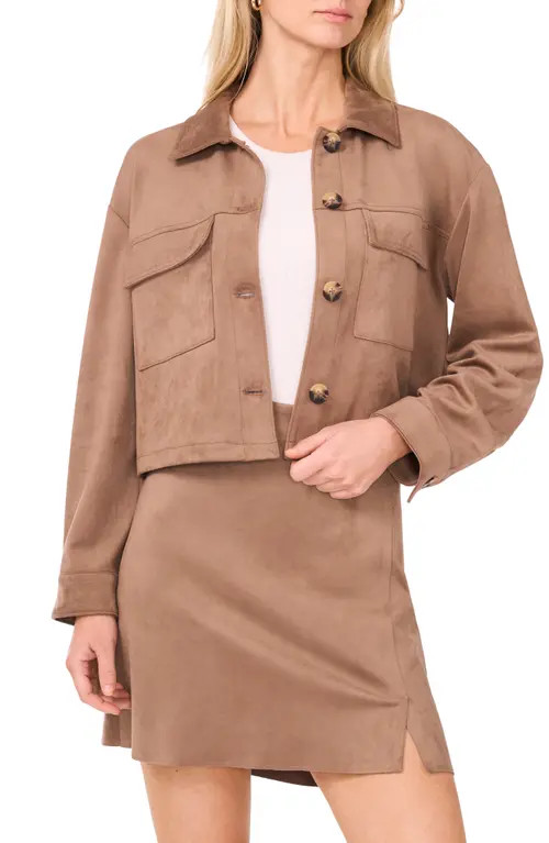 Vince Camuto Faux Suede Jacket in Rich Taupe at Nordstrom, Size Large | Nordstrom
