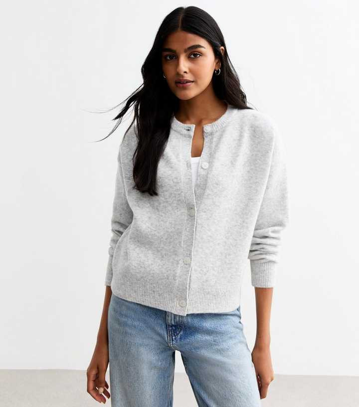 Light Grey Soft Knit Crew Neck Cardigan
						
						Add to Saved Items
						Remove from Saved I... | New Look (UK)