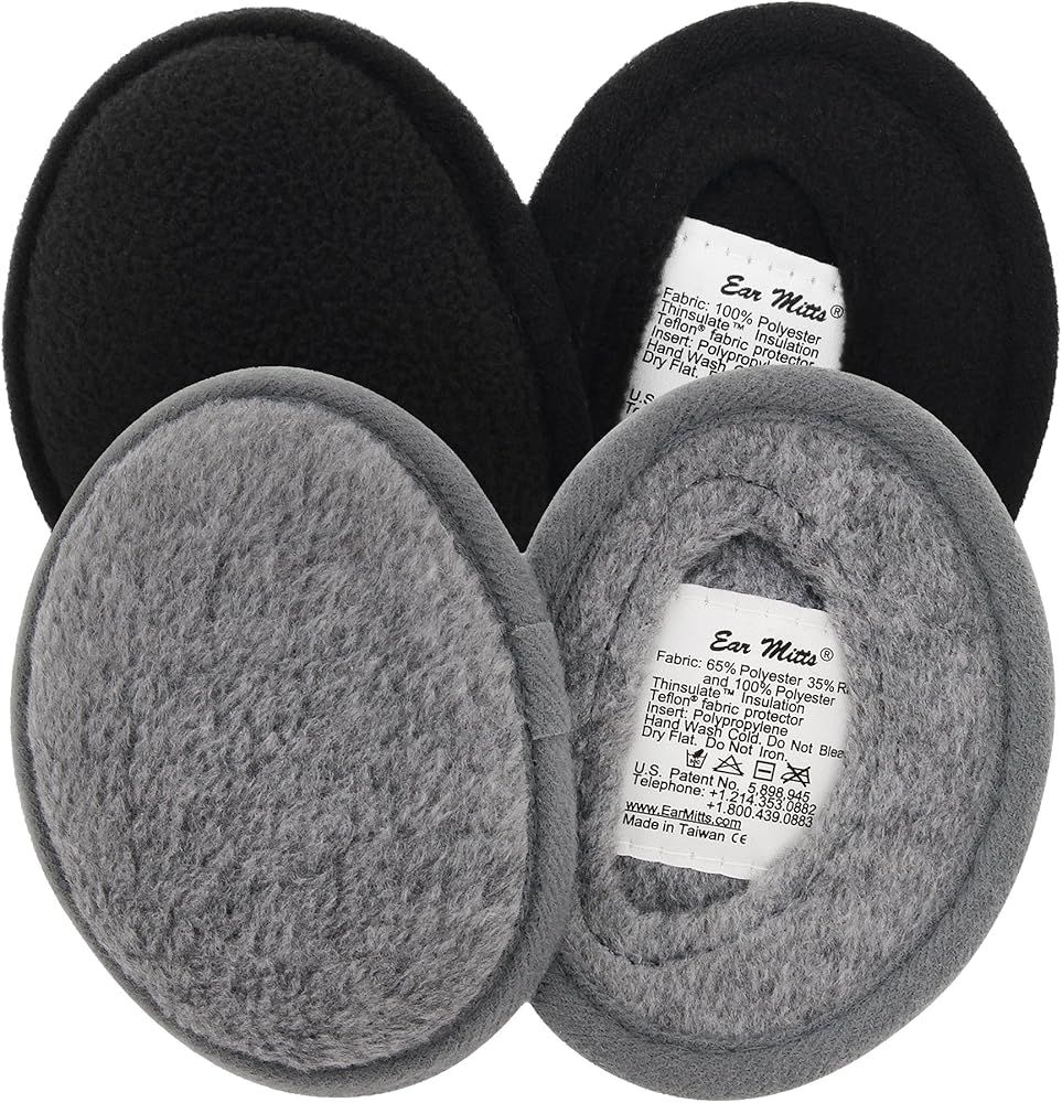 Ear Mitts 2 Pack Fleece Bandless Ear Muffs Warmers Covers for Winter, Running, Men or Women | Amazon (US)