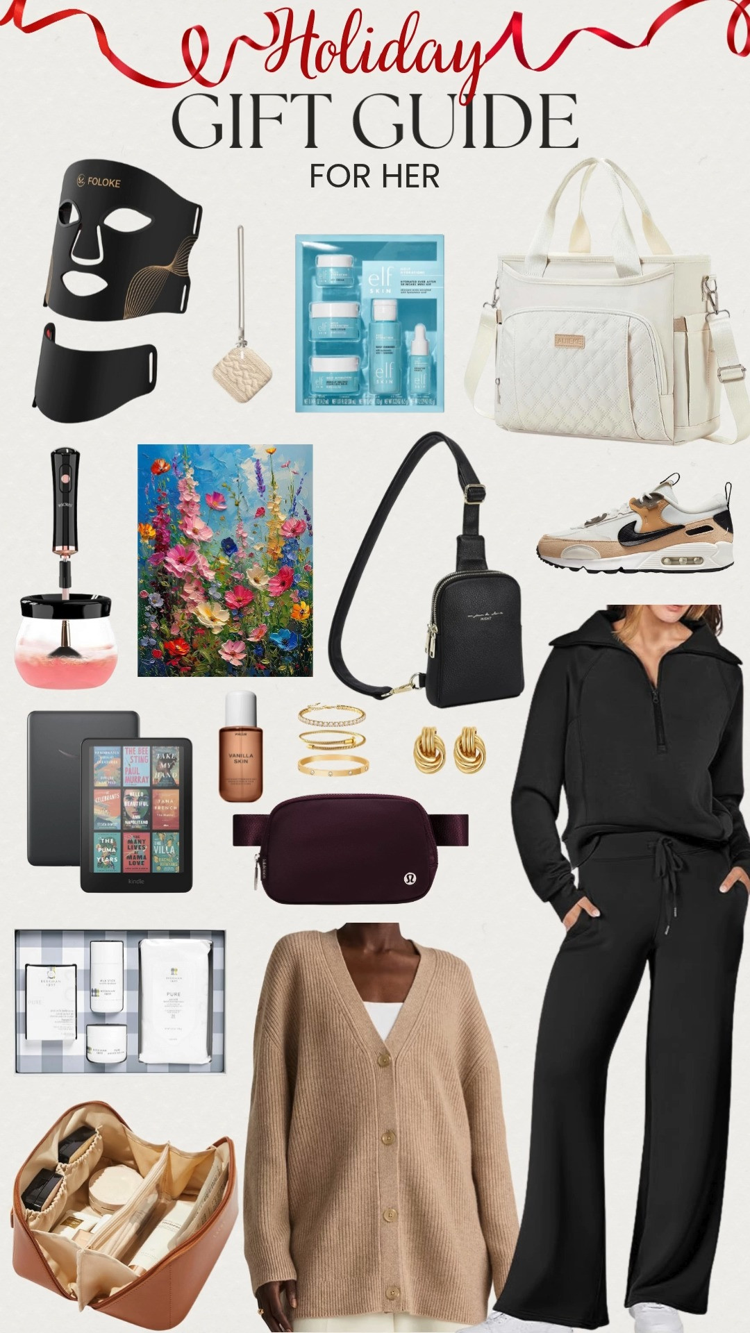 🎁 Holiday Gift Guide For Her 🎁
From cozy cashmere and chic lounge sets to self care must haves like skincare sets, a red light mask, and perfume. These gifts are perfect for every woman on your list. Add in gold jewelry, a Kindle, or a cute sling bag for a thoughtful touch she’ll love all year long. ✨ 

 #LTKGiftGuide #LTKBeauty #LTKItBag