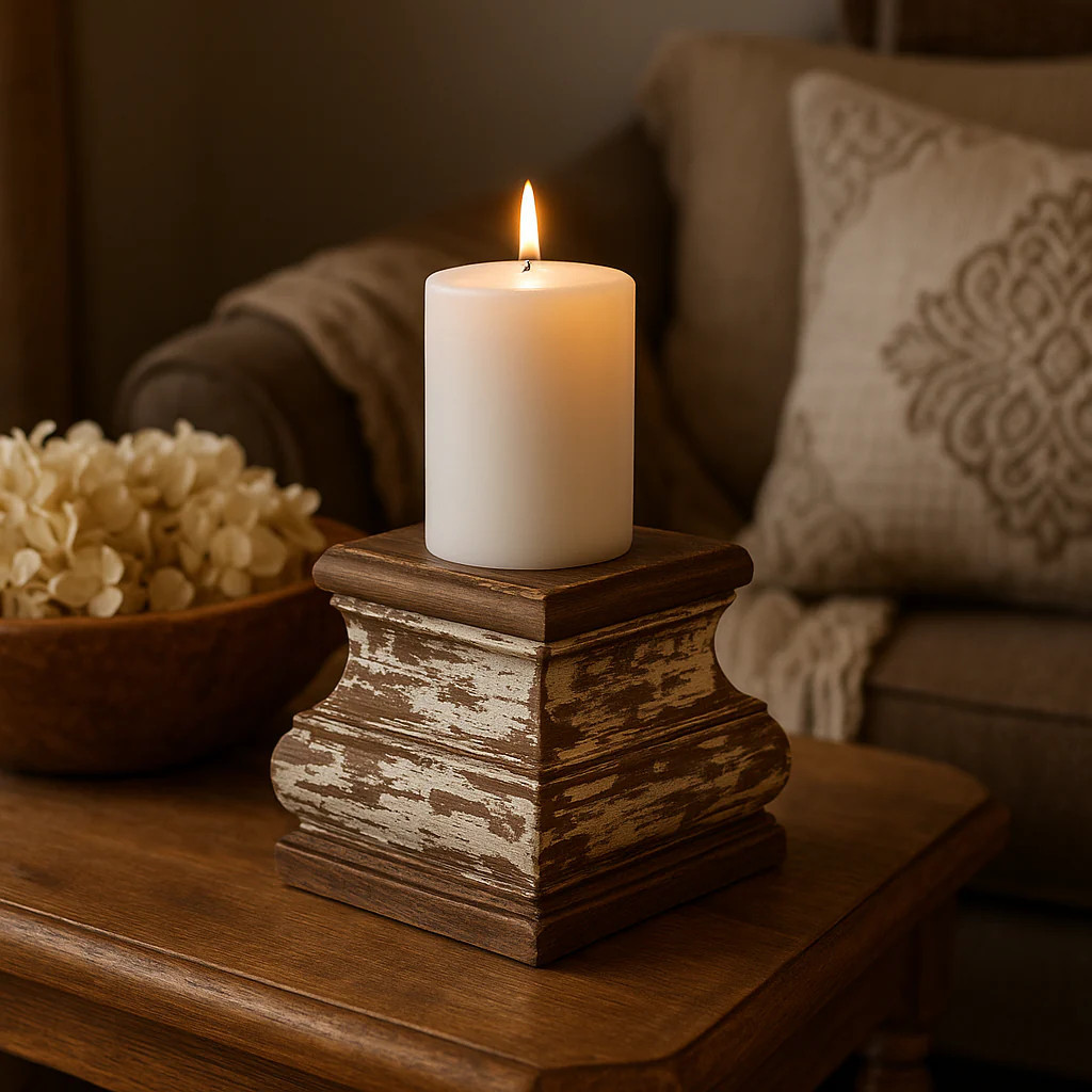 Vintage Style Block Candle Holder | River Chic Designs