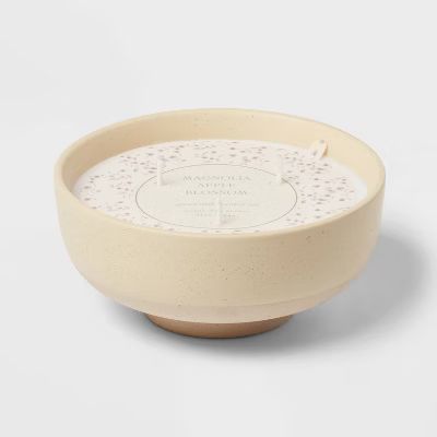 13oz Footed Textured Ceramic Dish with Dustcover Magnolia Apple Blossom Ivory - Threshold™ | Target