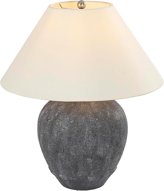 Pia Ricco 21'' Large Gray Base Ceramic Basin Table Lamp for Bedroom, Living Room, Dining Room, Of... | Amazon (US)