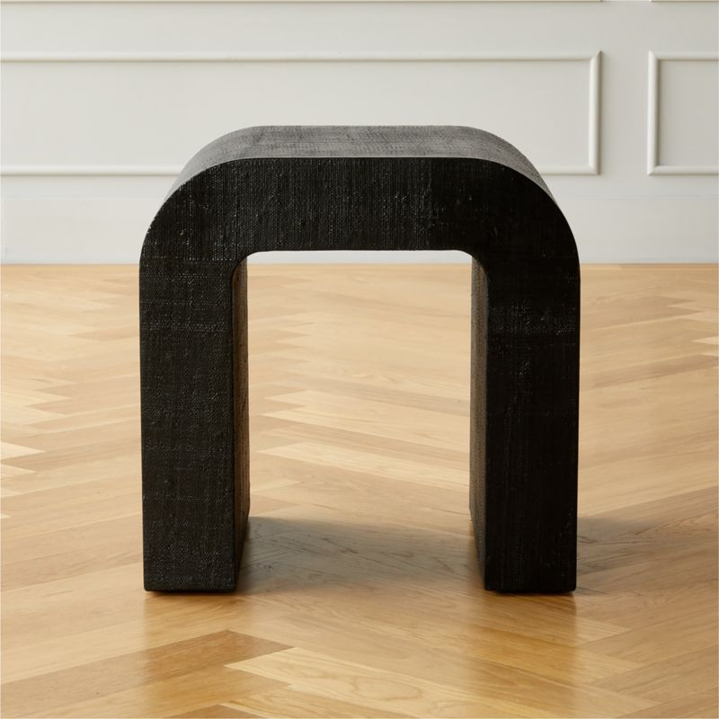 Horseshoe Black Lacquered Linen Side Table + Reviews | CB2 | CB2
