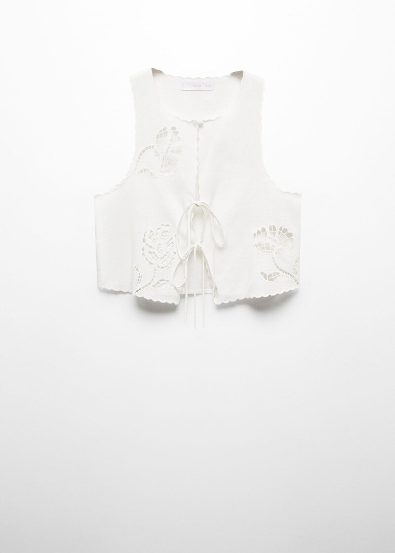 Openwork detail linen top -  Women | Mango USA | MANGO (US)