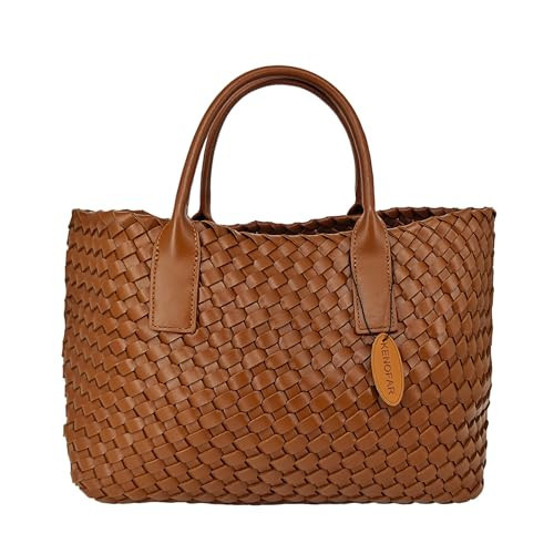 KENOFAR Woven Tote Bags for Women Large Capacity Handbag Handmade Work Woven Shoulder Bags with Purse Brown | Amazon (US)