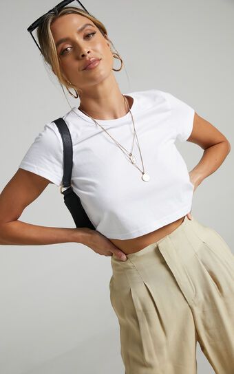 Danzel Top - Boxy Fit Cap Sleeve Crop Top in White | Showpo (US, UK & Europe)