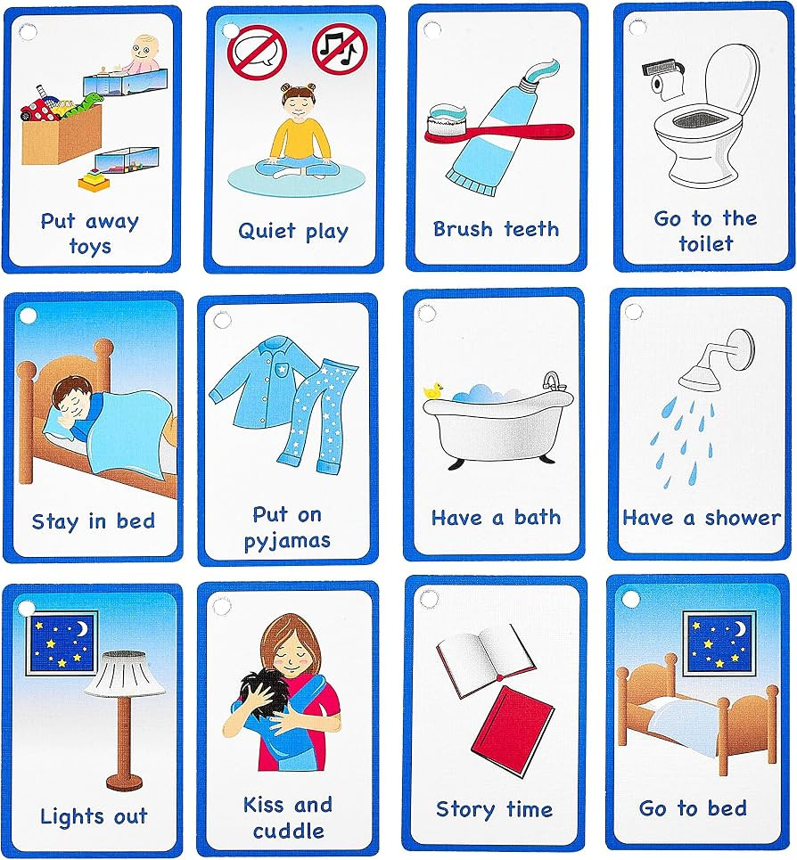 My Bedtime Routine Cards 12 Flash Cards for Visual aid Special Ed, Speech Delay Non Verbal Childr... | Amazon (US)