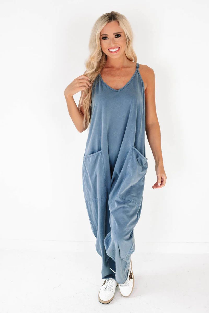 Casual Strolls Jumpsuit - Blue | The Impeccable Pig