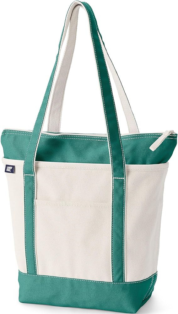 Lands' End Zip Top Long Handle Canvas Tote Bag | Amazon (US)