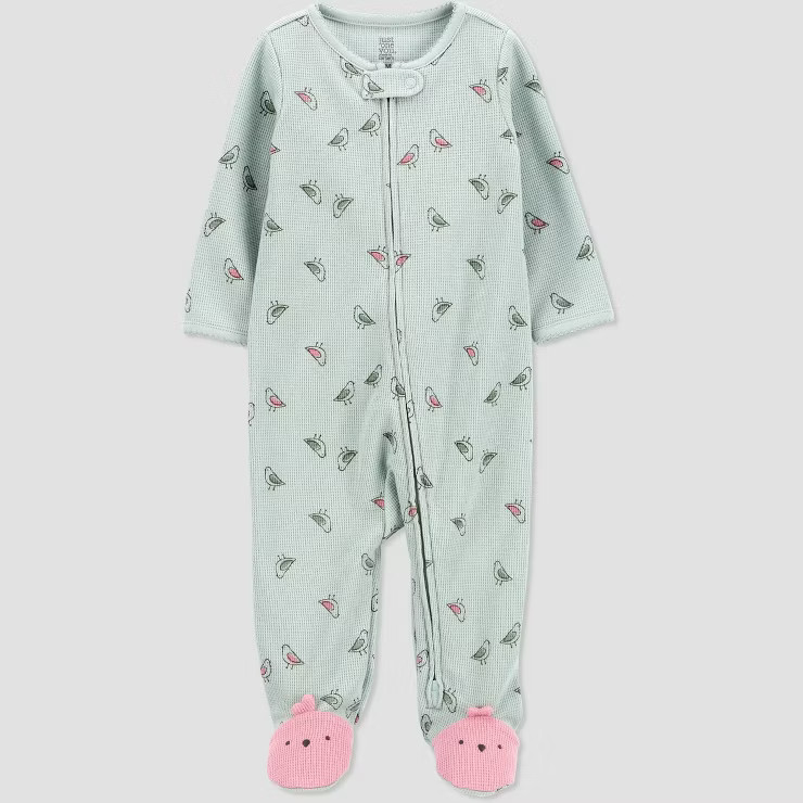 Carter's Just One You® Baby Girls' Bird Footed Pajama - Green/Pink | Target