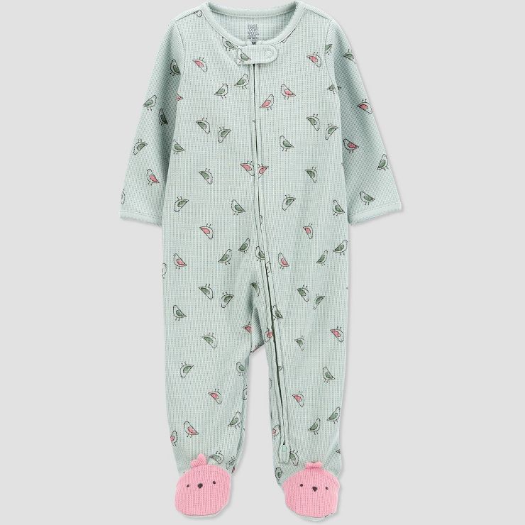 Carter's Just One You® Baby Girls' Bird Footed Pajama - Green/Pink | Target