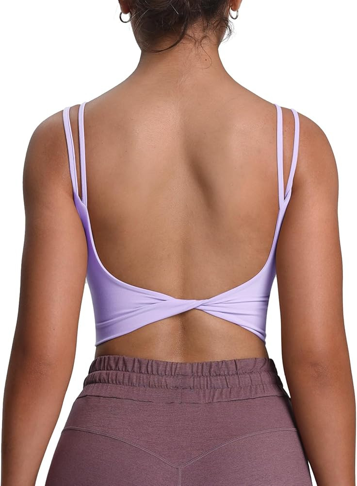 Aoxjox Women's Workout Sports Bras Fitness Yoga Crop Tank Metamorph Twist Back Cami | Amazon (US)