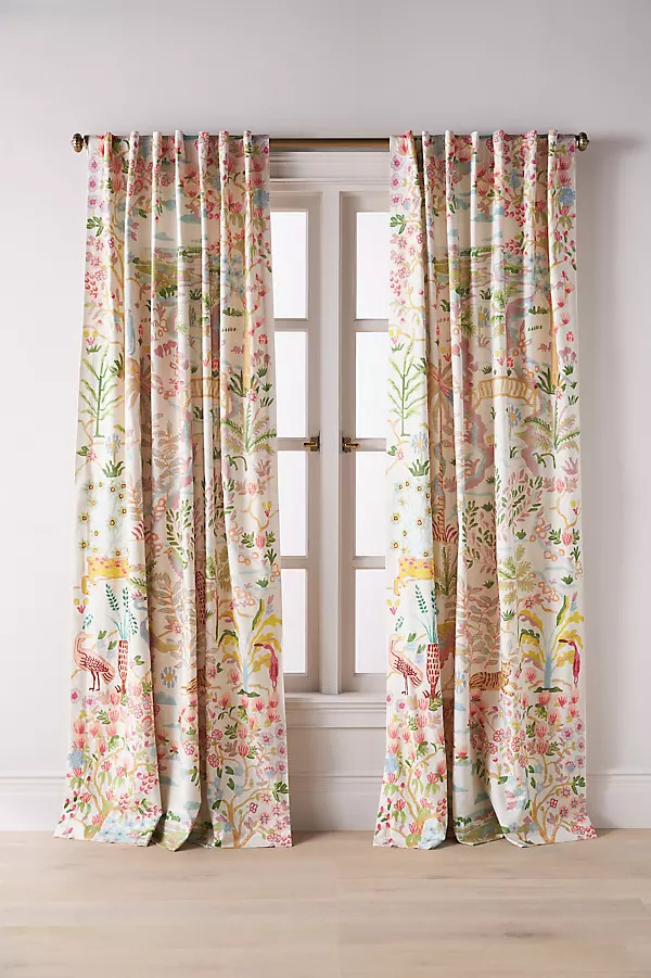 Organic Cotton Tales Menagerie Printed Curtain | Anthropologie (US)