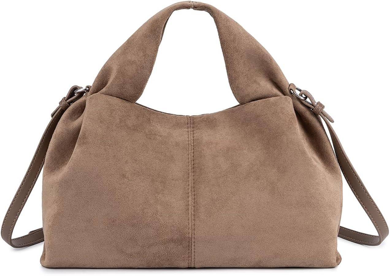 Women’s Suede Hobo Bag, Vintage Half-Moon Shoulder Handbag, Soft Faux Suede Purse Elegant Tote ... | Amazon (US)