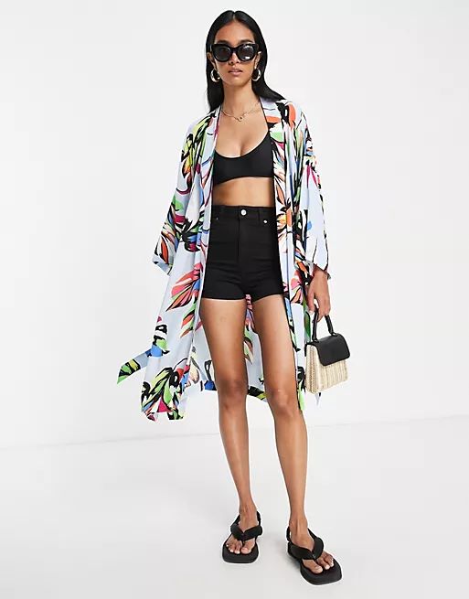 Y.A.S printed kimono in blue | ASOS (Global)