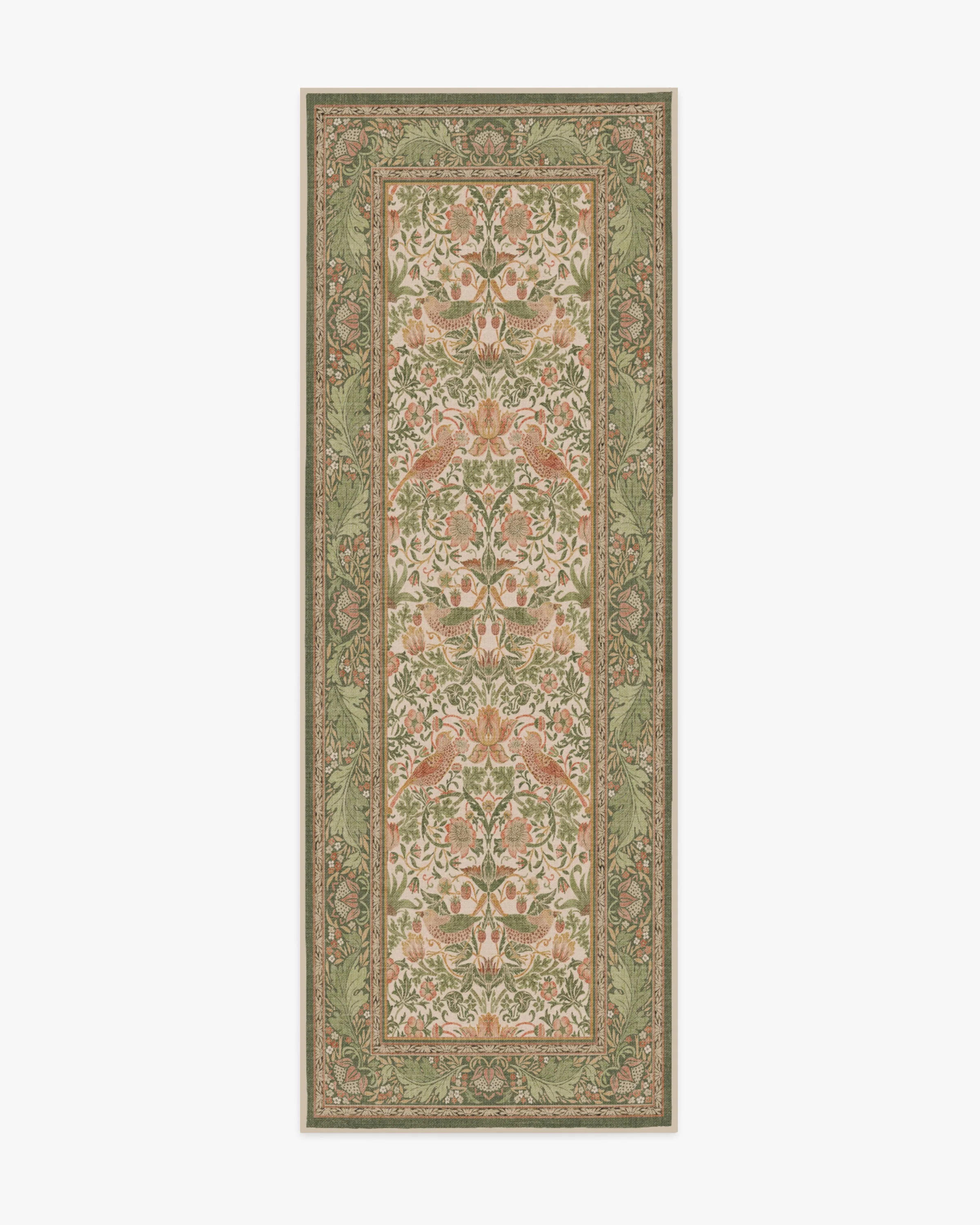 Morris & Co. Strawberry Thief Sage & Rose Rug | Ruggable | Ruggable