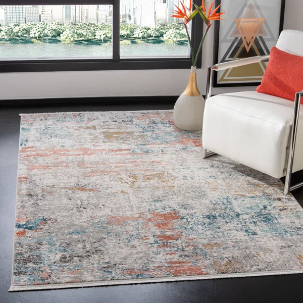 Cheriton Abstract Gray / Pink Area Rug | Wayfair North America