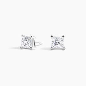 18K White Gold Four-Prong Princess Diamond Stud Earrings | Brilliant Earth