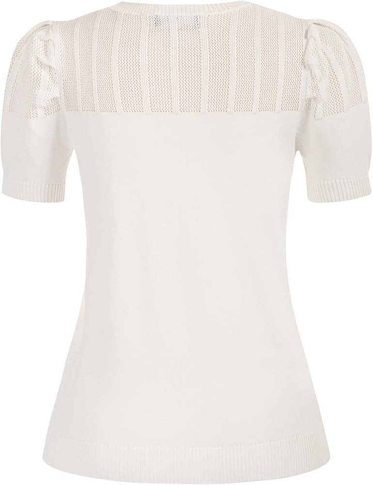 KANCY KOLE Women's Crewneck Pullover Sweater Puff Sleeve Vintage Style Sweaters Blouse | Amazon (US)