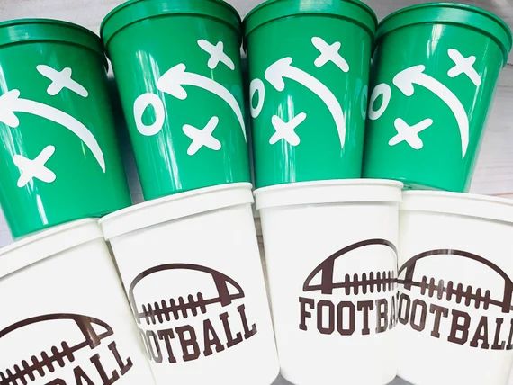 Football Party Cups Reusable 16oz Stadium Cups Football Favors | Etsy | Etsy (US)