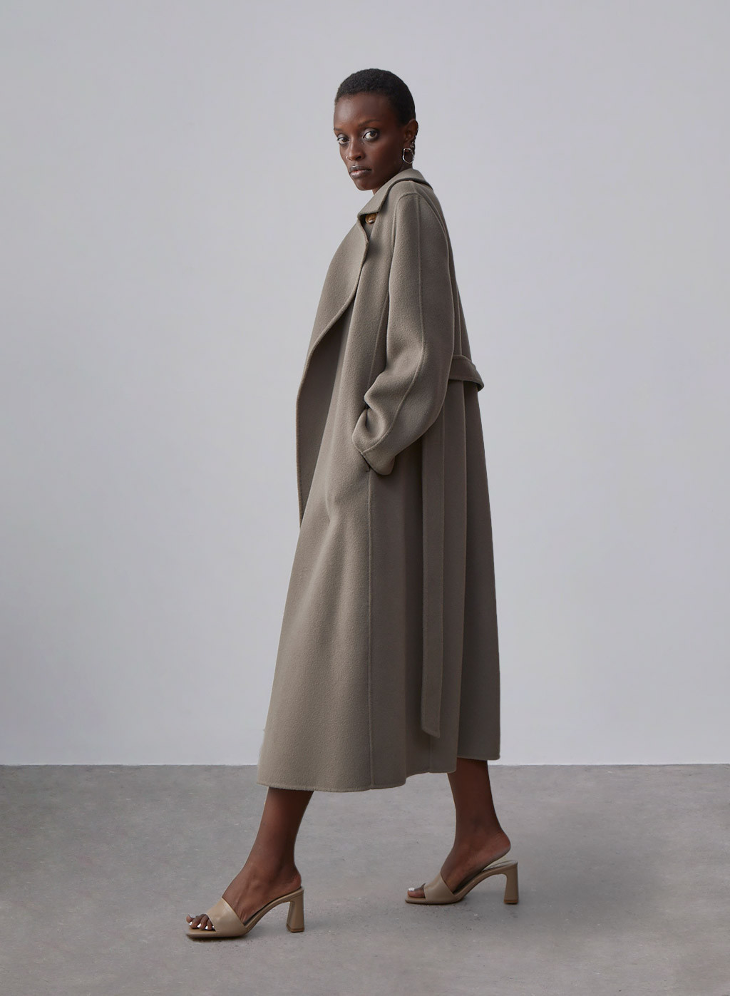Maison Earth-Tone Belted Wool Coat | Silk Maison
